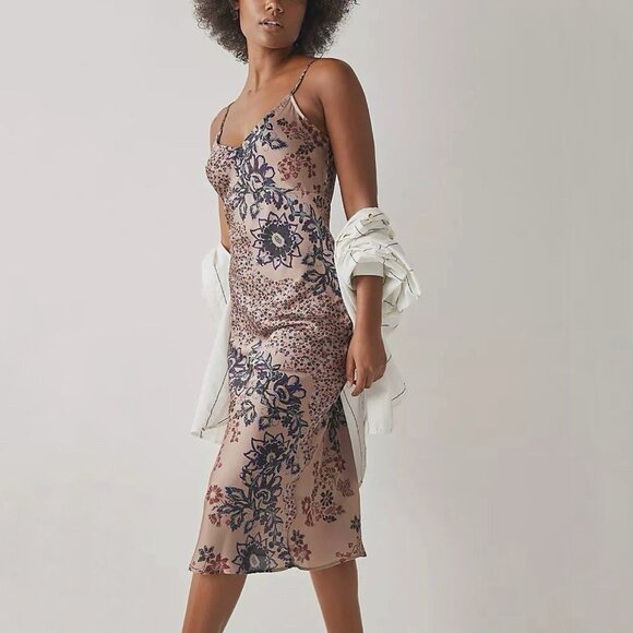 Free People Dresses & Skirts - Intimately Free People Your Better Side Midi Slip Dress Pink Floral Size Large